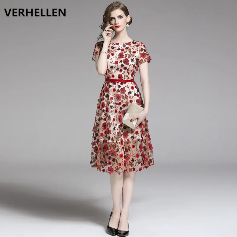 VERHELLEN High Quality Fashion Designer Runway 2019 Summer Women's Short Sleeve Mesh Embroidery Floral Sequin Slim Elegant Dress
VERHELLEN High Quality Fashion Designer Runway 2019 Summer Women's Short Sleeve Mesh Embroidery Floral Sequin Slim Elegant Dress