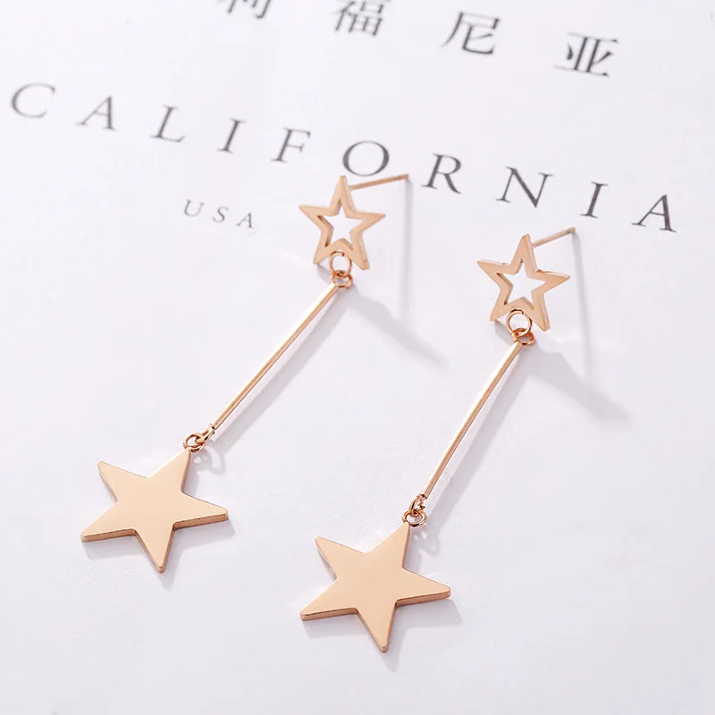 Black Rose Gold Geometry Earings Fashion Jewelry 2018 Double Star Long Stainless Steel Earrings For Women
Black Rose Gold Geometry Earings Fashion Jewelry 2018 Double Star Long Stainless Steel Earrings For Women