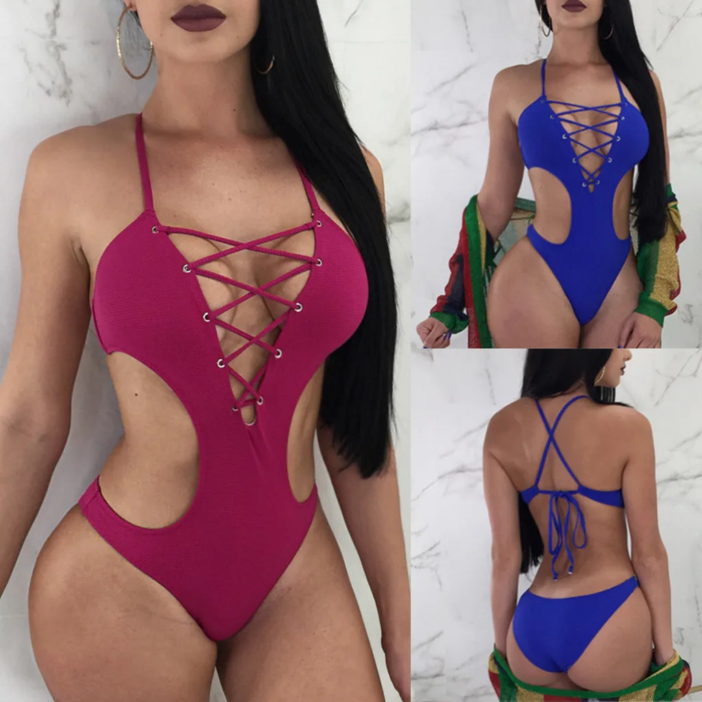 Fashion triquini mulher 2019 swimsuit swimwear push up Women One Piece Swimwear Bodysuit Halter Bandage Bikini Swimwear Swimsuit
Fashion triquini mulher 2019 swimsuit swimwear push up Women One Piece Swimwear Bodysuit Halter Bandage Bikini Swimwear Swimsuit