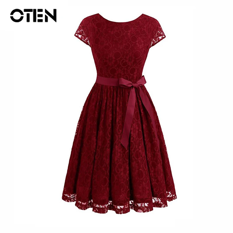 OTEN lace party dress Elegant Women Cap Sleeve Backless Summer Knee Length pin up Casual vacation dresses vintage kleding 2019
OTEN lace party dress Elegant Women Cap Sleeve Backless Summer Knee Length pin up Casual vacation dresses vintage kleding 2019