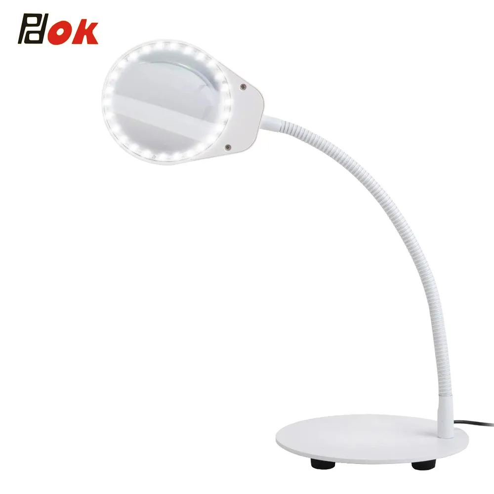 LED Lighted 3X 10X Magnifier Desk Lamp Adjustable Light Desktop Magnifier Table Lamp for Crafts, Inspection, Reading -white
LED Lighted 3X 10X Magnifier Desk Lamp Adjustable Light Desktop Magnifier Table Lamp for Crafts, Inspection, Reading -white