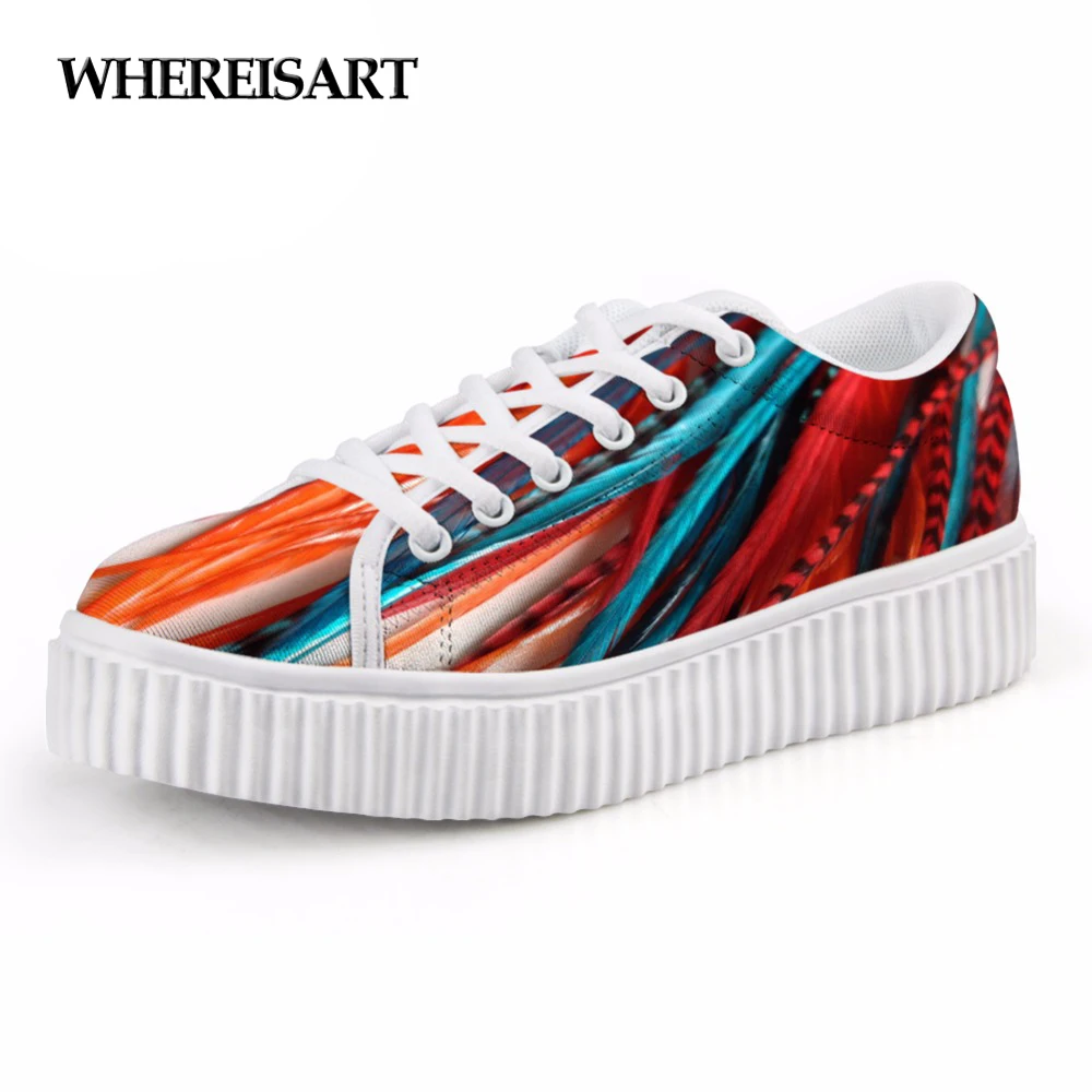WHEREISART Classic Women Low Style Flats Shoes Colorful Feather 3D Printing Women's Platform Shoes Casual Height Increasing
WHEREISART Classic Women Low Style Flats Shoes Colorful Feather 3D Printing Women's Platform Shoes Casual Height Increasing