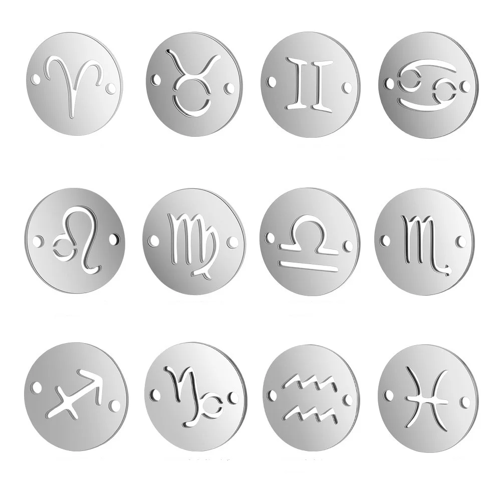 10pcs Silver 12 Zodiac Charms 316L Stainless Steel DIY Necklace Bracelet Connection Accessories Jewelry
10pcs Silver 12 Zodiac Charms 316L Stainless Steel DIY Necklace Bracelet Connection Accessories Jewelry