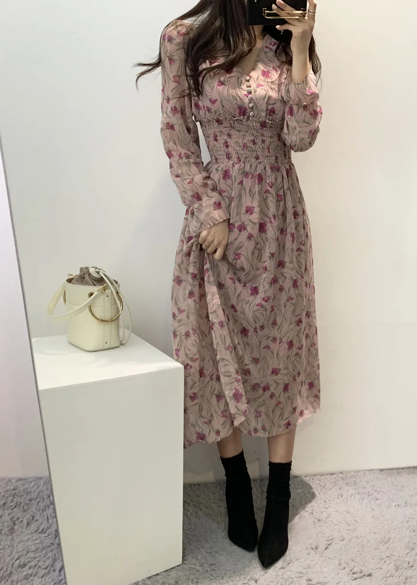korean floral maxi dress