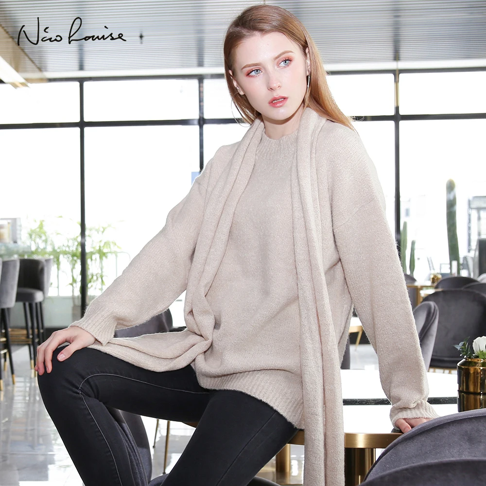 Sweaters Ladies Pullover Women long Sleeve Scarf Sweater O Neck 2018 Autumn Winter Fashion Knitting Vetement Femme 2018
Sweaters Ladies Pullover Women long Sleeve Scarf Sweater O Neck 2018 Autumn Winter Fashion Knitting Vetement Femme 2018