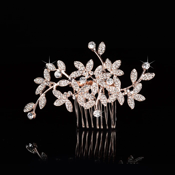2017 New Arrival Hot Selling Rose Gold Plated Clear Rhinestones Crystals Flower Leaves Wedding Hair Comb Bridal Hair Accessories
2017 New Arrival Hot Selling Rose Gold Plated Clear Rhinestones Crystals Flower Leaves Wedding Hair Comb Bridal Hair Accessories