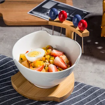 Creative Ceramic Bowl with Bamboo Rack Four Forks Fruit Salad Bowl Vegetable Dessert Bowl Household Utensils Tableware
Creative Ceramic Bowl with Bamboo Rack Four Forks Fruit Salad Bowl Vegetable Dessert Bowl Household Utensils Tableware