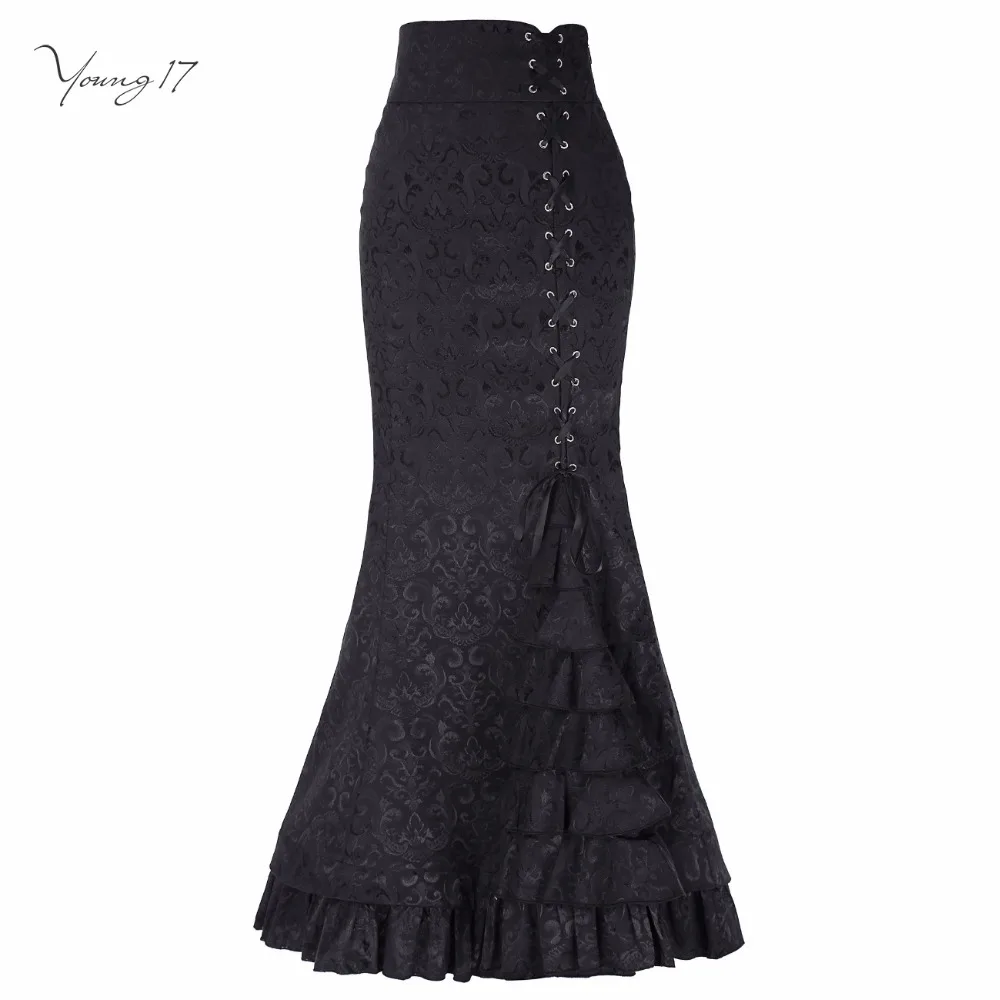 Young17 Women Lace Up Floral Jacquard Black Gothic Long Mermaid Skirt Purple Gray Red Ruffle Ladies Spring Winter Maxi Skirts
Young17 Women Lace Up Floral Jacquard Black Gothic Long Mermaid Skirt Purple Gray Red Ruffle Ladies Spring Winter Maxi Skirts