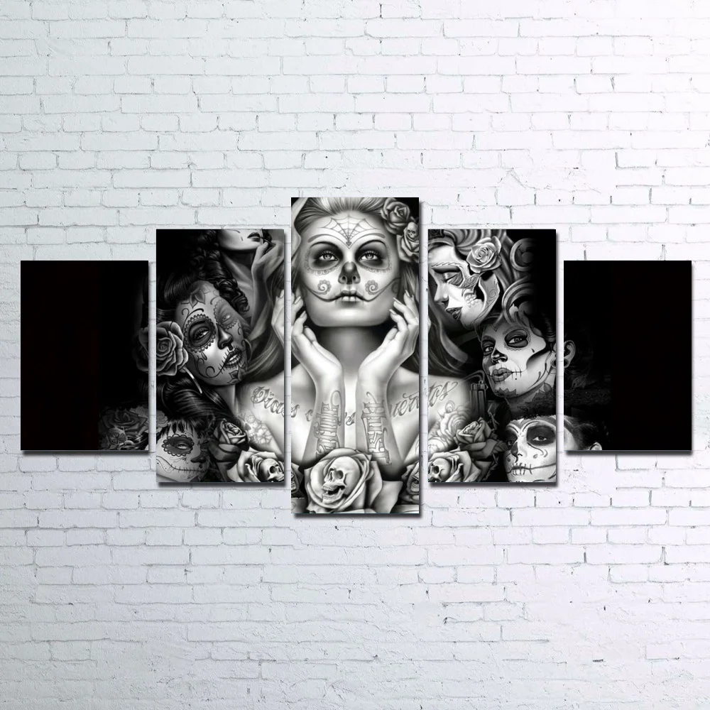 HD Printed Day of The Dead Face 5 Piece Canvas Art Painting Dropshipping 2018 Sugar Skull Black White Wall Art Unframed
HD Printed Day of The Dead Face 5 Piece Canvas Art Painting Dropshipping 2018 Sugar Skull Black White Wall Art Unframed