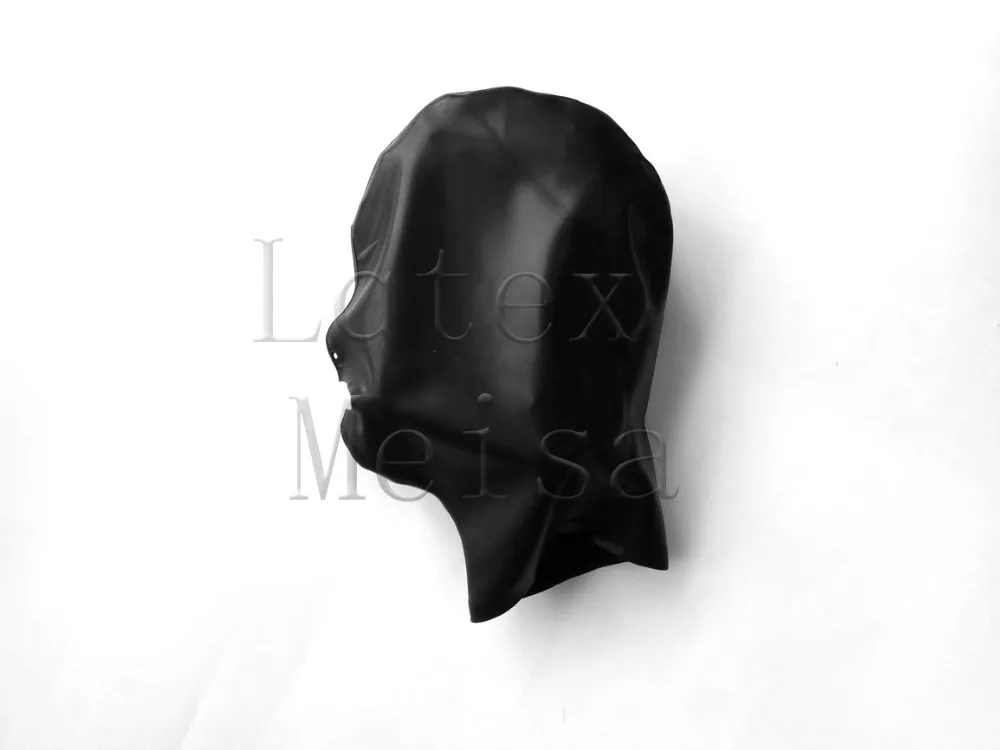 Latex masks men's rubber hoods open nostirls and mouth in black color without zip
Latex masks men's rubber hoods open nostirls and mouth in black color without zip