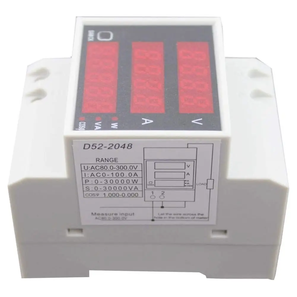New Style D52-2048 DIN Rail Digital Voltage Current Voltmeter Power Meter Ammeter
New Style D52-2048 DIN Rail Digital Voltage Current Voltmeter Power Meter Ammeter
