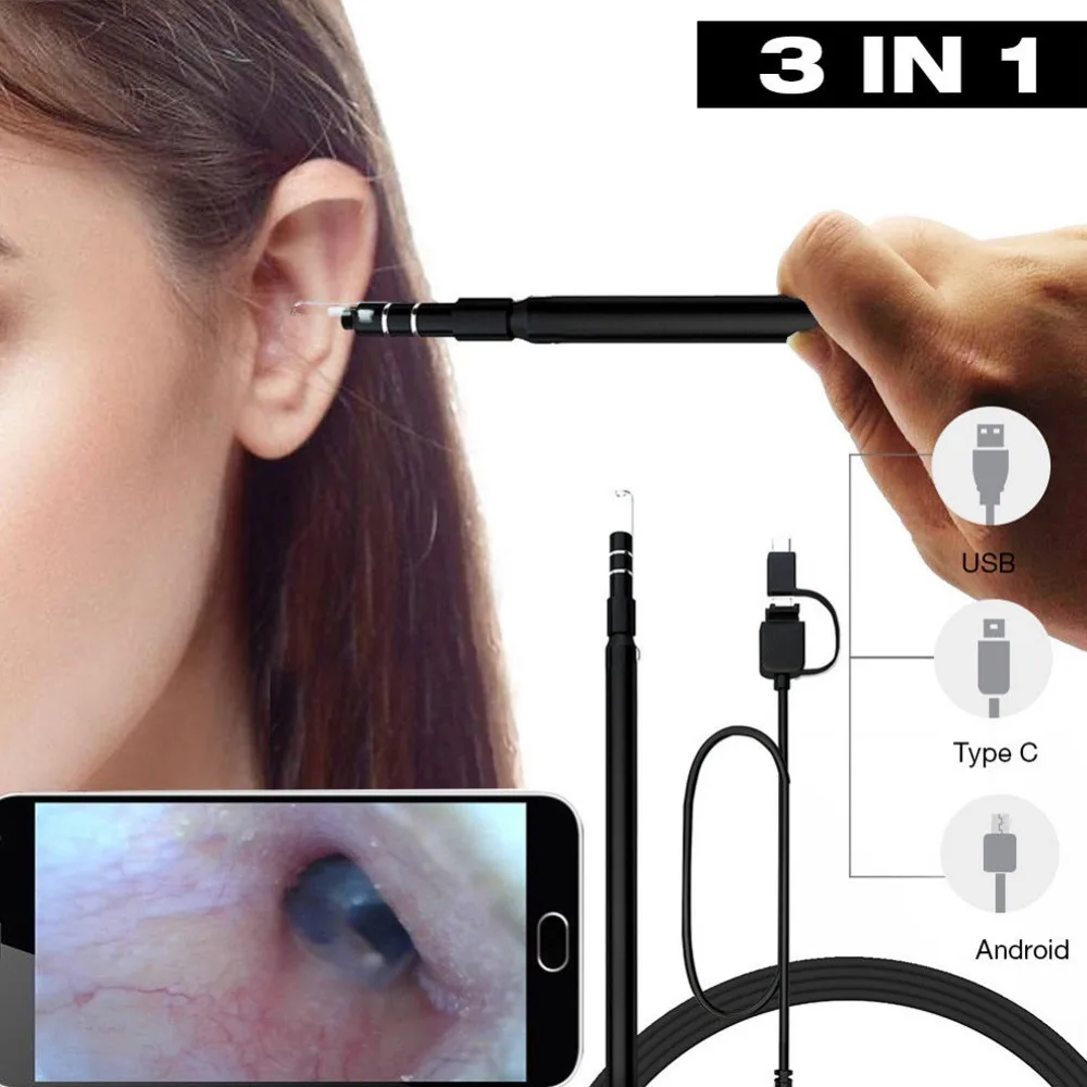 3 in 1 USB Ear Cleaning Endoscope Visual Multifunctional Earpick With Mini Camera HD Ear Health Care Cleaning Tool #271589
3 in 1 USB Ear Cleaning Endoscope Visual Multifunctional Earpick With Mini Camera HD Ear Health Care Cleaning Tool #271589