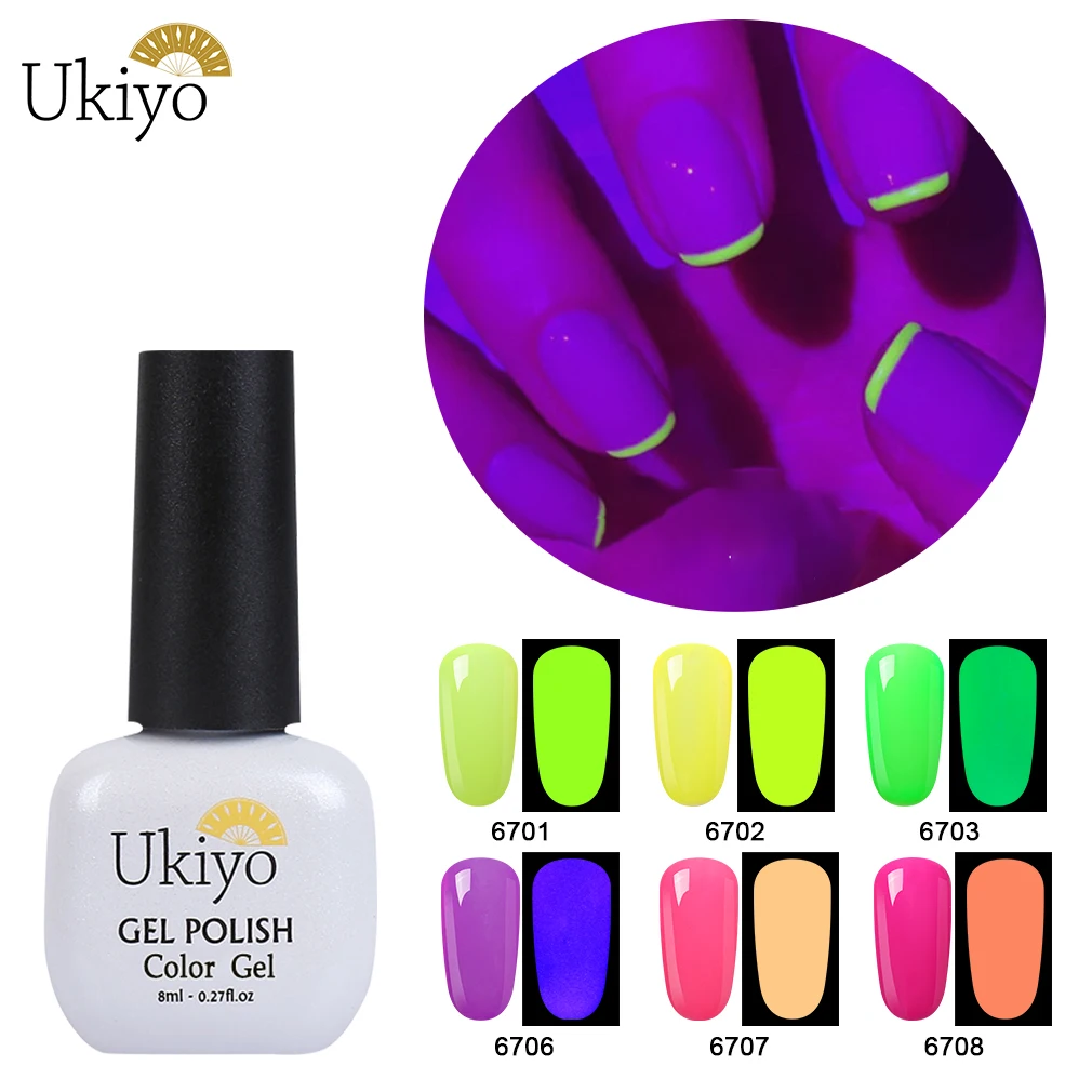 Ukiyo UV Gel Varnishes 8ml Night Glow Gel Nail Polish Luminous Fluorescent Nail Gelpolish Glow in the Dark Lacquer Top Base Coat
Ukiyo UV Gel Varnishes 8ml Night Glow Gel Nail Polish Luminous Fluorescent Nail Gelpolish Glow in the Dark Lacquer Top Base Coat