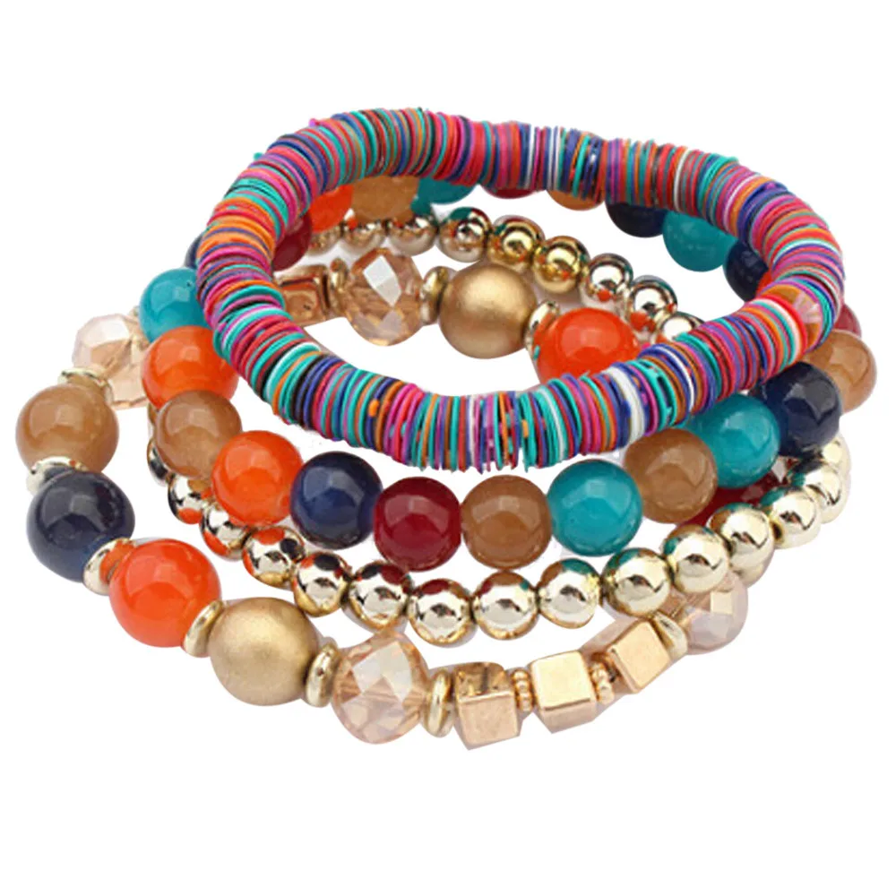 Women's bracelet 4 Pcs Colorful Beads Multilayer Bangle Handmade Bracelets Florid Cool bracelet Gift
Women's bracelet 4 Pcs Colorful Beads Multilayer Bangle Handmade Bracelets Florid Cool bracelet Gift