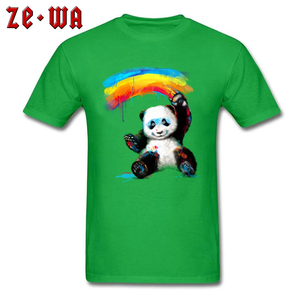 Young Tshirts Giant Painter Rainbow Panda Slim Fit Мужские топы и футболки из 100% хлопка с круглым