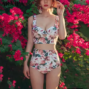 ARXIPA 2019 Korean Bikini Set High Waisted Women Swimsuit Knot Bow Swimwear Underwire Retro Elegant Bathing Suit Floral New Hot
ARXIPA 2019 Korean Bikini Set High Waisted Women Swimsuit Knot Bow Swimwear Underwire Retro Elegant Bathing Suit Floral New Hot