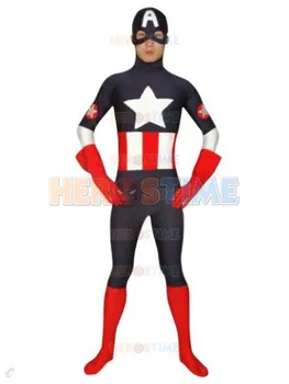 

Black Spandex Captain America Superhero Costume male halloween cosplay costumes hot sale fullbody show zentai suit free shipping