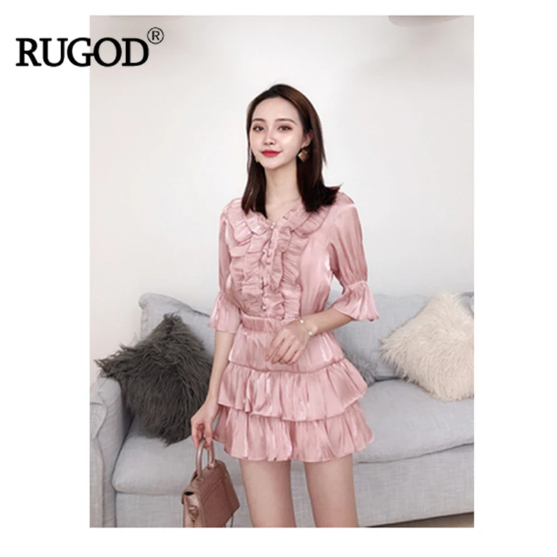 RUGOD Women Skirt suit Satin Pearls Ruffles Flare sleeve V-neck blouse Solid suits Mini skirt Female Formal blouse+skirt
RUGOD Women Skirt suit Satin Pearls Ruffles Flare sleeve V-neck blouse Solid suits Mini skirt Female Formal blouse+skirt