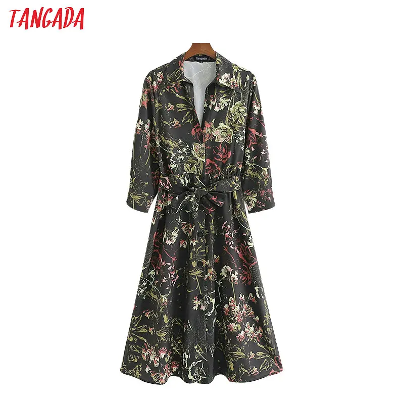 Tangada women black floral print dresses three quarter sleeves sashes 2019 vintage fashion turn-down collar shirt dresses 1D121
Tangada women black floral print dresses three quarter sleeves sashes 2019 vintage fashion turn-down collar shirt dresses 1D121