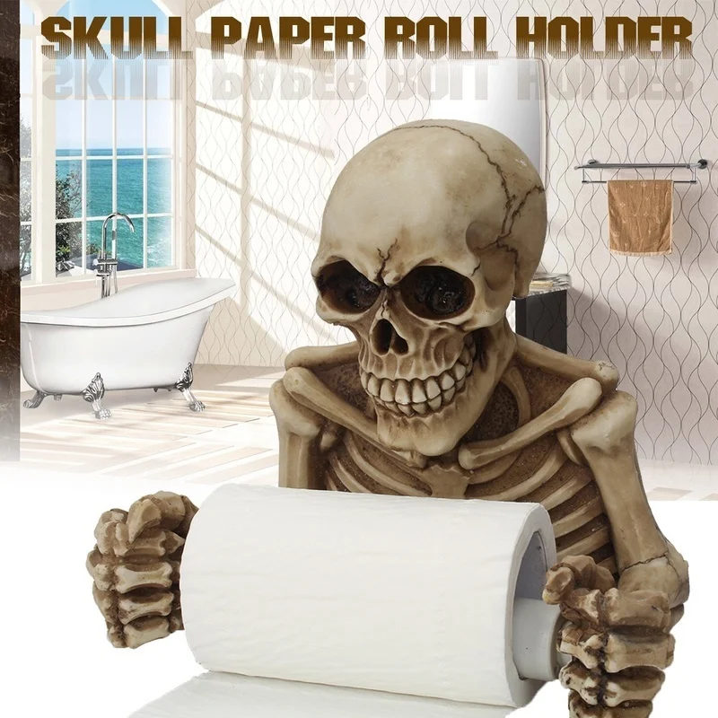 Creative Spooky Grinning Skull Toilet Paper Holder Resin Medieval Gothic Skeleton Statue Ornaments Home Decoration Figurine 45
Creative Spooky Grinning Skull Toilet Paper Holder Resin Medieval Gothic Skeleton Statue Ornaments Home Decoration Figurine 45