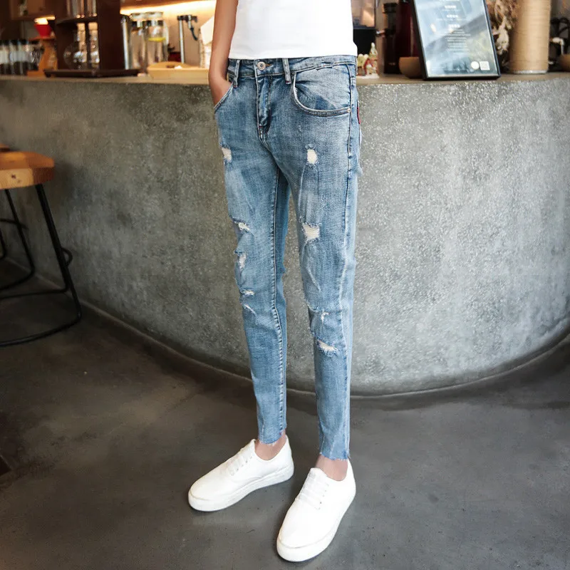 wholesale 2019 Spring summer Casual Fashion School students Ripped hole Cowboy denim jeans men stretch teenager boy pencil pants
wholesale 2019 Spring summer Casual Fashion School students Ripped hole Cowboy denim jeans men stretch teenager boy pencil pants