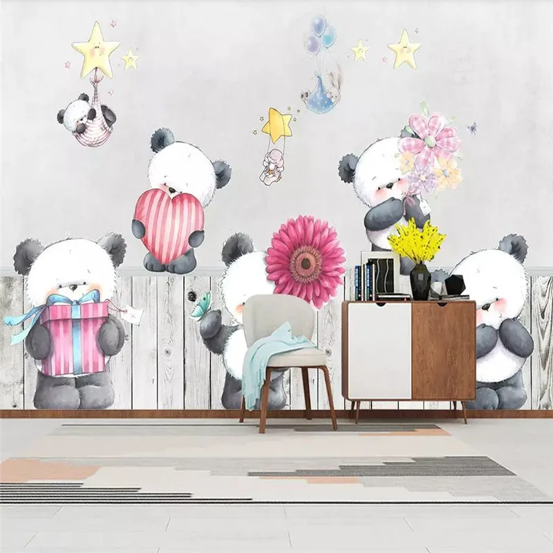 Custom wallpaper Nordic simple cartoon panda children's house background wall painting waterproof material
Custom wallpaper Nordic simple cartoon panda children's house background wall painting waterproof material