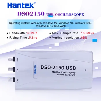 

Hantek DSO-2150 2 Channels Digital oscilloscope 60MHz Bandwidth 2CH PC USB Oscilloscope 150MSa/s 23 functions