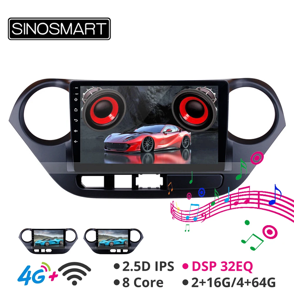Flash Deal Sinosmart Android 8.1 Car GPS Navigation Radio for Hyundai I10 2014 2015 2016 2017 2din 2.5D IPS/QLED Screen 16
