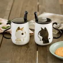 Cute creative Big 450ML Car pattern ceramic coffee mug with spoon and cover Healthy Office and