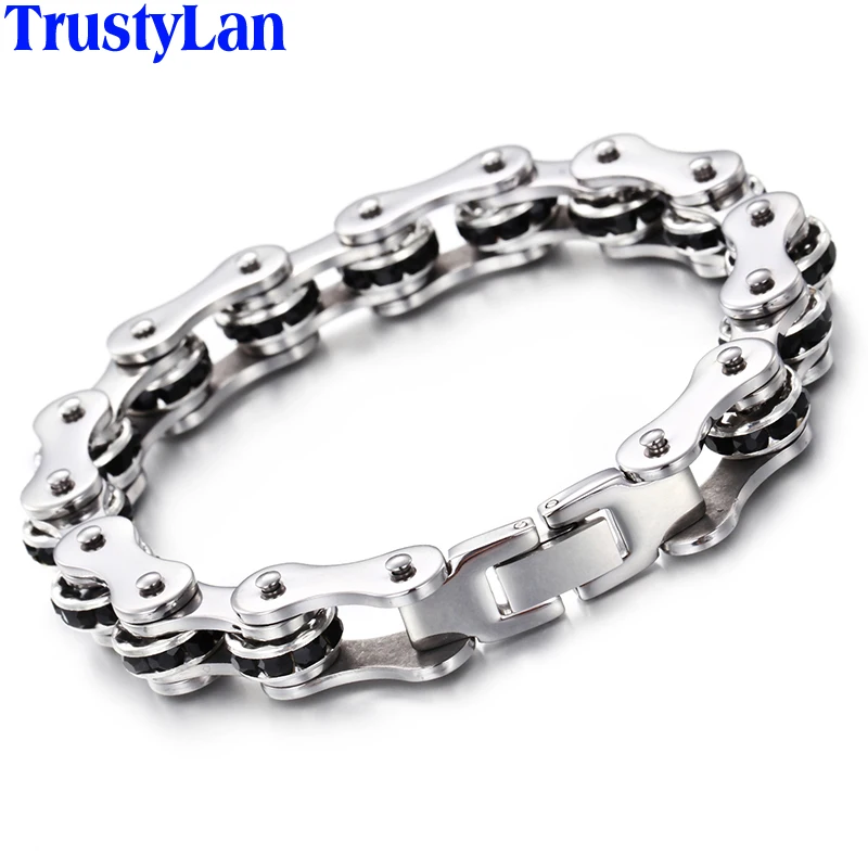 TrustyLan Fashion Stainless Steel Bike Bracelet Men With Black CZ Bicycle Motorcycle Chain Bracelets Punk Rock Jewelry Armband
TrustyLan Fashion Stainless Steel Bike Bracelet Men With Black CZ Bicycle Motorcycle Chain Bracelets Punk Rock Jewelry Armband