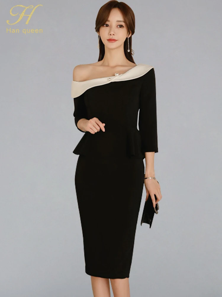 H Han Queen New One Shouder Pearls Pencil Dress Women 2019 Spring Sheath Bodycon Dresses Ruffles Patchwork Fitted Slim Vestidos
H Han Queen New One Shouder Pearls Pencil Dress Women 2019 Spring Sheath Bodycon Dresses Ruffles Patchwork Fitted Slim Vestidos