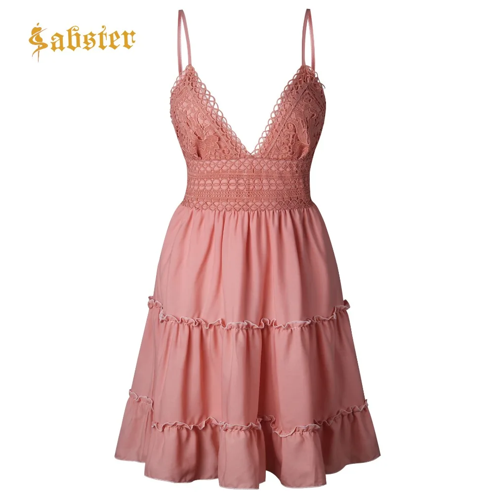 Summer Bohemian Women Mini Dress Lady Spaghetti Strap Bow Dresses Sexy Women V-neck Sleeveless Lace Patchwork Dress kz101
Summer Bohemian Women Mini Dress Lady Spaghetti Strap Bow Dresses Sexy Women V-neck Sleeveless Lace Patchwork Dress kz101