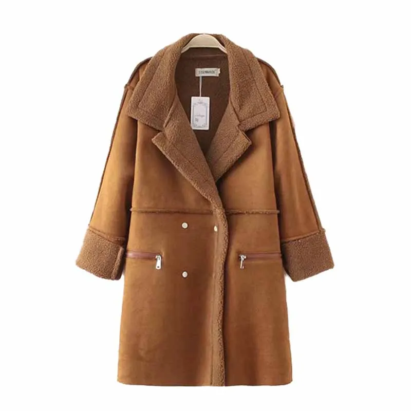 2019 High quality Plus size 4XL Autumn Winter Lamb fluff Coat Women Chamois Suede Outerwear Thicken Flocking Warm Jacket G520
2019 High quality Plus size 4XL Autumn Winter Lamb fluff Coat Women Chamois Suede Outerwear Thicken Flocking Warm Jacket G520
