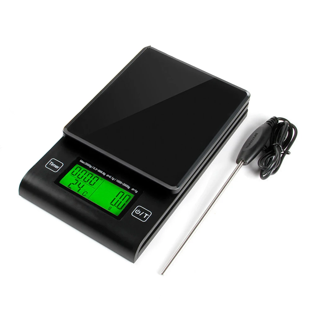 2000g/0.1g Kitchen LCD Display Balance Digital Scale Weighing Timer With Temperature Probe Electronic Measuring Tool Coffee Food
2000g/0.1g Kitchen LCD Display Balance Digital Scale Weighing Timer With Temperature Probe Electronic Measuring Tool Coffee Food