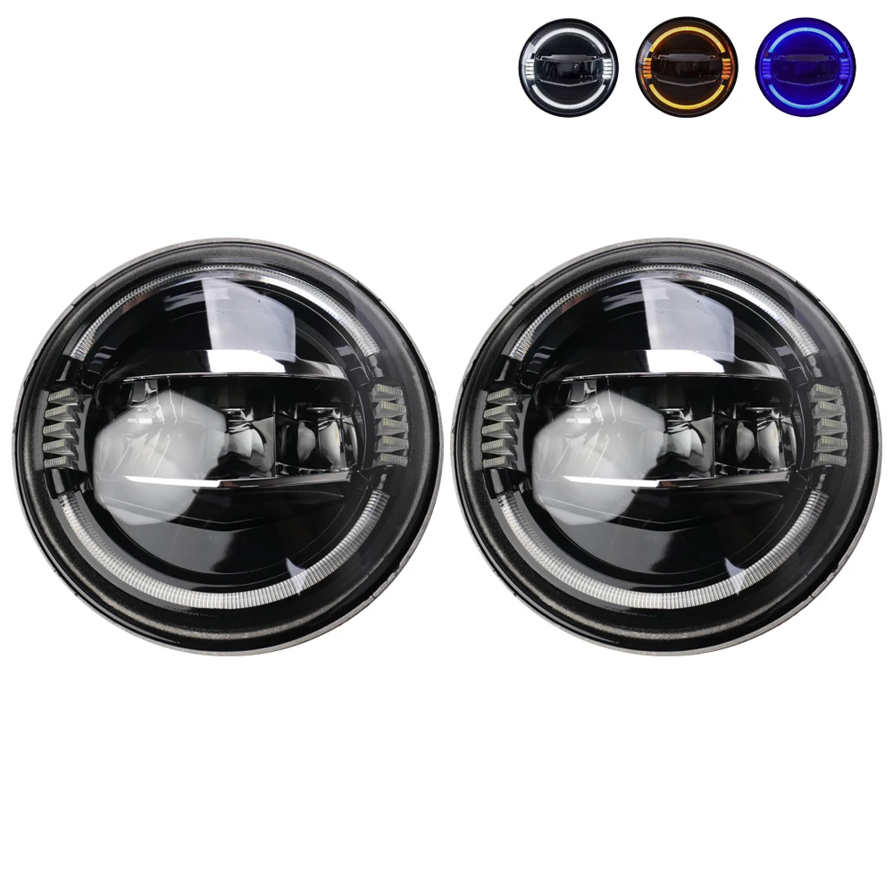 New 7 inch LED Headlight DRL BlueAmberWhite Halo Angle Eyes Led Headlamp Headlights 12v For Jeep Wrangler TJ JK LJ unlimited (19)