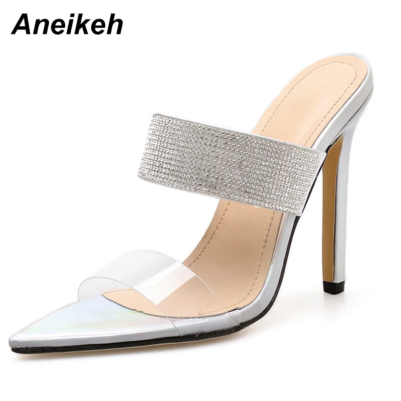 Aneikeh Summer 2019 PU Fashion Sexy Diamond Transparent Slippers Woman Pointed Toe Thin High Heels Shoes Silver Apricot 35-40
Aneikeh Summer 2019 PU Fashion Sexy Diamond Transparent Slippers Woman Pointed Toe Thin High Heels Shoes Silver Apricot 35-40