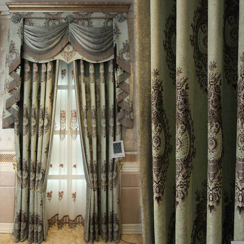 Custom curtains luxury Chenille American bedroom high-class simple modern grey cloth blackout curtain tulle valance drapes N481
Custom curtains luxury Chenille American bedroom high-class simple modern grey cloth blackout curtain tulle valance drapes N481