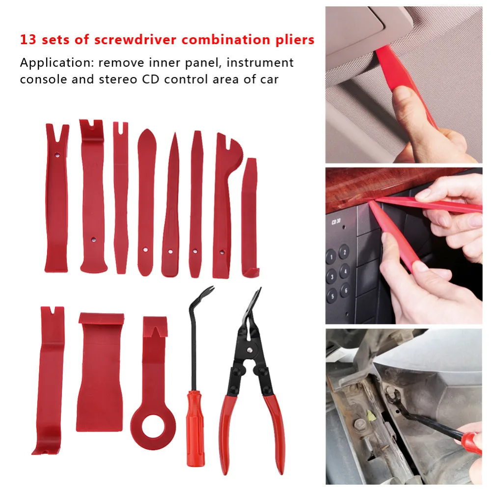 13Pcs Universal Trim Removal Tool Car Door Panel Trim Dashboard Clips Pliers Fastener Removal Tools Kit Car-Styling
13Pcs Universal Trim Removal Tool Car Door Panel Trim Dashboard Clips Pliers Fastener Removal Tools Kit Car-Styling