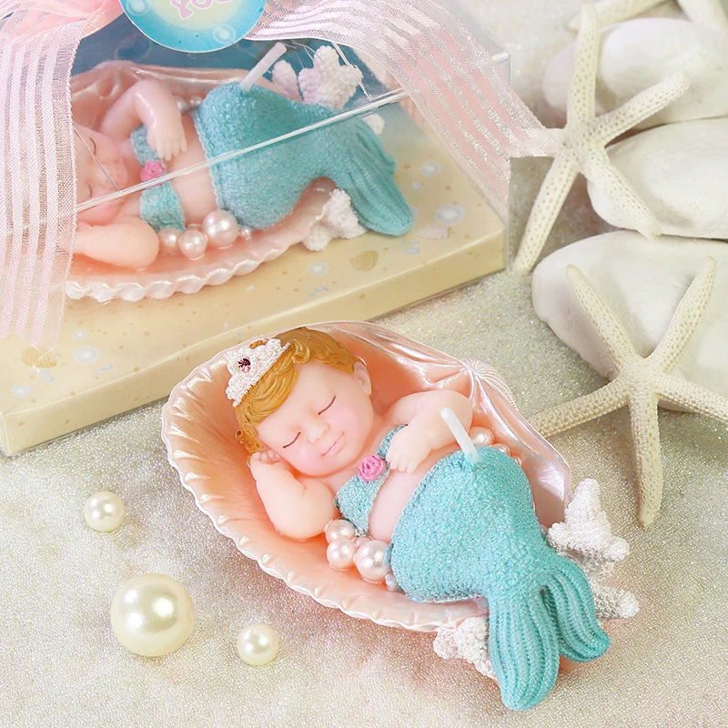 Image New Arrival cute birthday party cake decorative candle Mermaid   bee pattern baby shower smookless candle party supplies