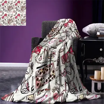 Girls Throw Blanket Feminine Shoes Lipstic Perfume Accessory Fancy Items for Beauty Pattern Image Warm Microfiber
Girls Throw Blanket Feminine Shoes Lipstic Perfume Accessory Fancy Items for Beauty Pattern Image Warm Microfiber