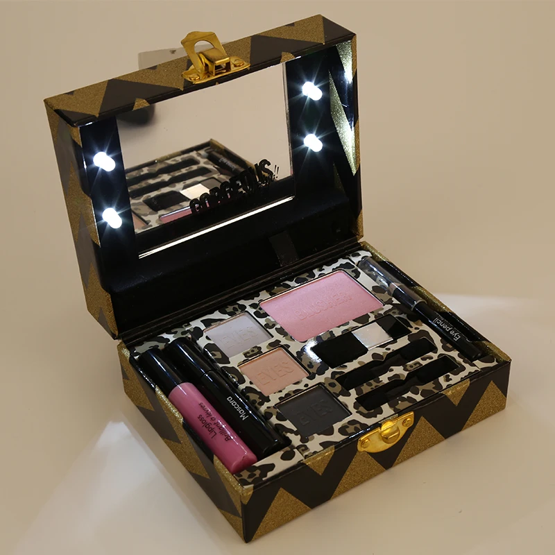 

Miss Rose Makeup Set Gift Box Shimmer Matte Eyeshadow Face Blush Lipgloss Eyeliner Mascara Cosmetic Palette with Luminous Mirror
