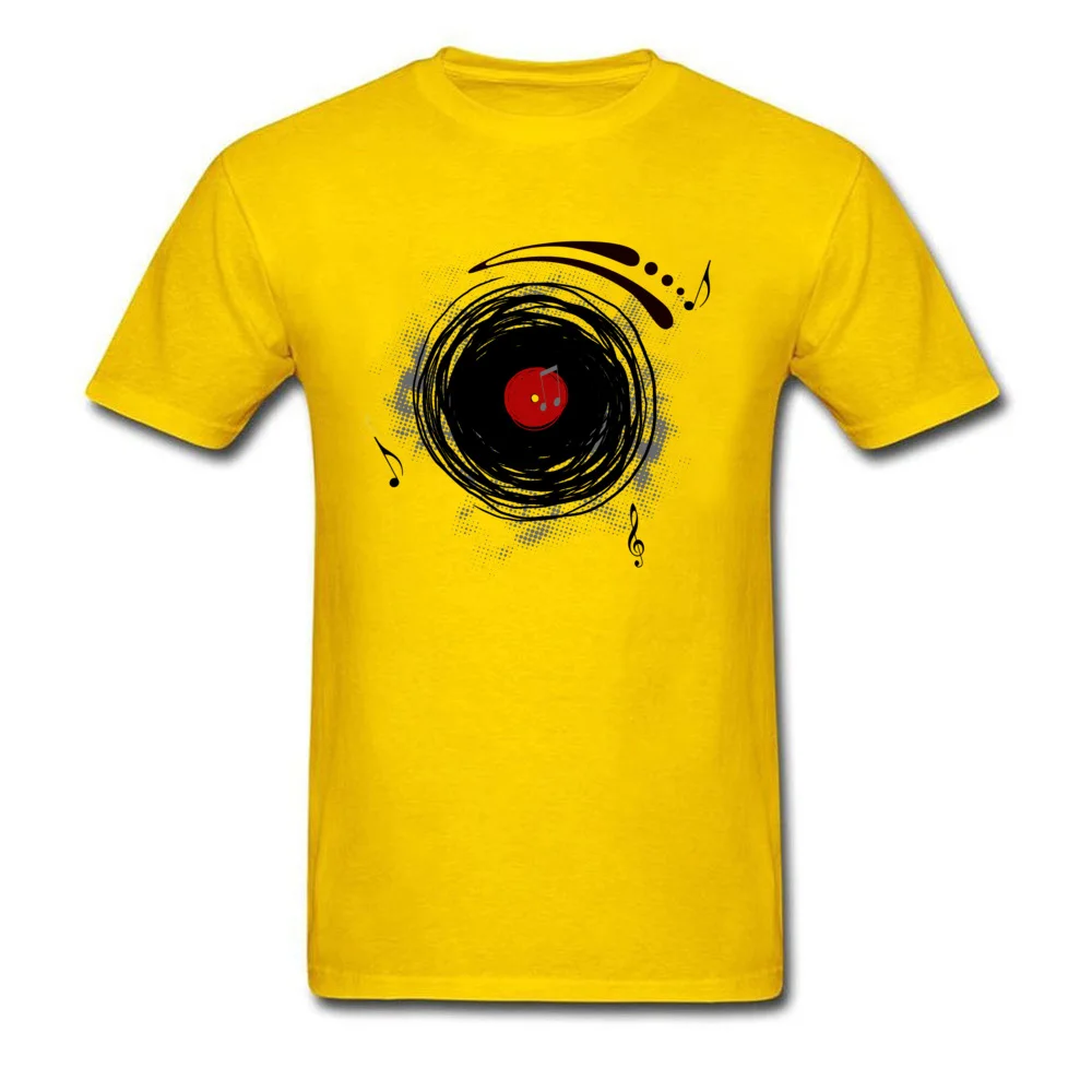 Fashionable Tops Shirt New Coming Short Sleeve Men T-Shirt TpicOriginaltitle Casual ostern Day T Shirt Crew Neck Vinyl Records Retro Grunge DJ Art yellow