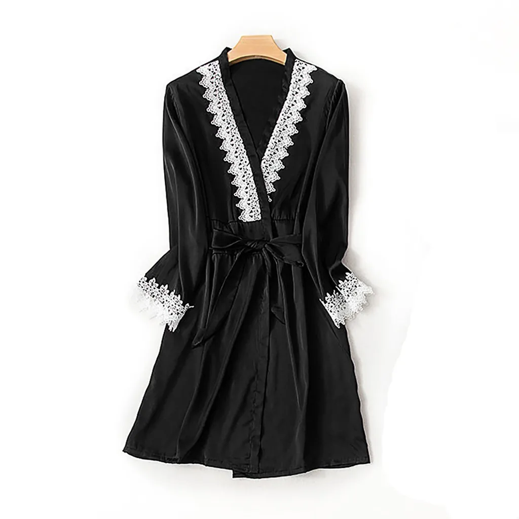 Sexy Lingerie Women Silk Lace Robe Long Sleeve Stain Bathrobe Sleepwear Pajamas lingerie night dress sleepwear bridesmaid robes
Sexy Lingerie Women Silk Lace Robe Long Sleeve Stain Bathrobe Sleepwear Pajamas lingerie night dress sleepwear bridesmaid robes