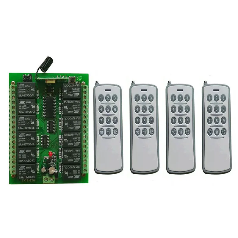 DC 12V 24V 10A 12 CH 12CH RF Wireless Remote Control Switch System Transmitter + Receiver/lamp/Garage Door/shutters/ window
DC 12V 24V 10A 12 CH 12CH RF Wireless Remote Control Switch System Transmitter + Receiver/lamp/Garage Door/shutters/ window