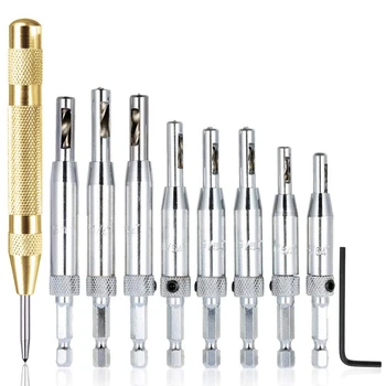8 Center Drill Kits With Automatic Center Punch, Self-Centering Hinge Tapper Core Hole Puncher Woodworking Tools, 5/64inch 7/6
8 Center Drill Kits With Automatic Center Punch, Self-Centering Hinge Tapper Core Hole Puncher Woodworking Tools, 5/64inch 7/6
