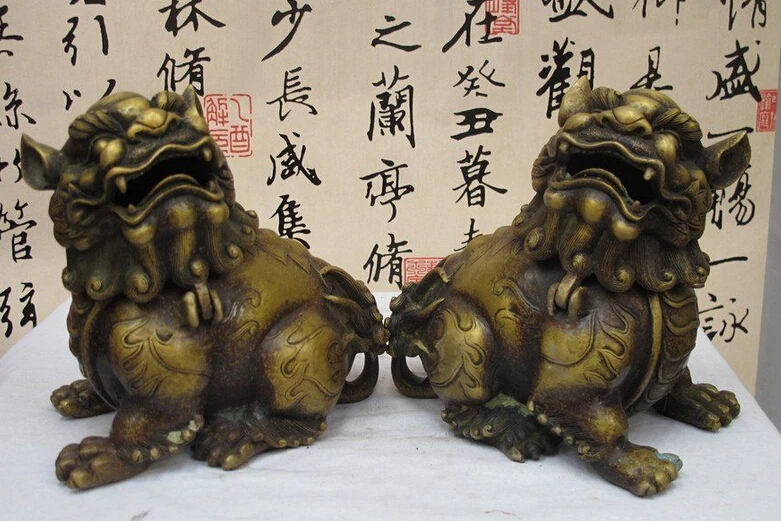 B0602 502Chinese Royal Bronze Copper Feng shui Kylin Foo Dog Lion incense burner pair statue
B0602 502Chinese Royal Bronze Copper Feng shui Kylin Foo Dog Lion incense burner pair statue