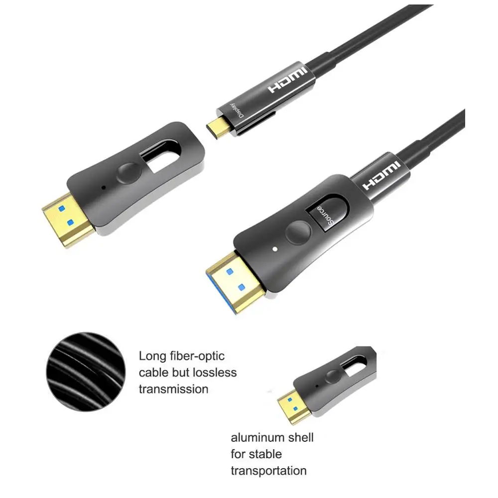 AOC Active Optical Cable Fiber HDMI 2.0 4K60hz 4:4:4 ARC 3D HDMI Cable with Dual Micro hdmi and Standard HDMI Connectors
AOC Active Optical Cable Fiber HDMI 2.0 4K60hz 4:4:4 ARC 3D HDMI Cable with Dual Micro hdmi and Standard HDMI Connectors