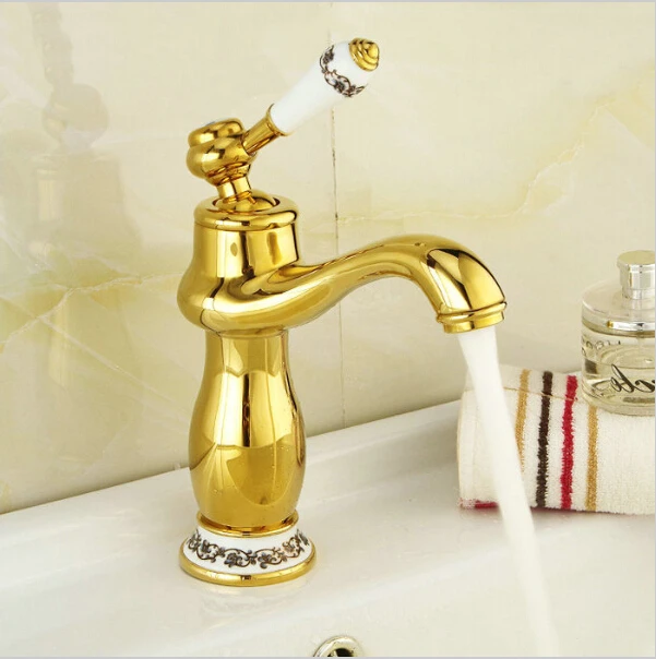 Новое поступление 2018, кран для ванной комнаты, кран с золотым покрытием, латунный смеситель с керамическим torneiras para banheiro G1026
