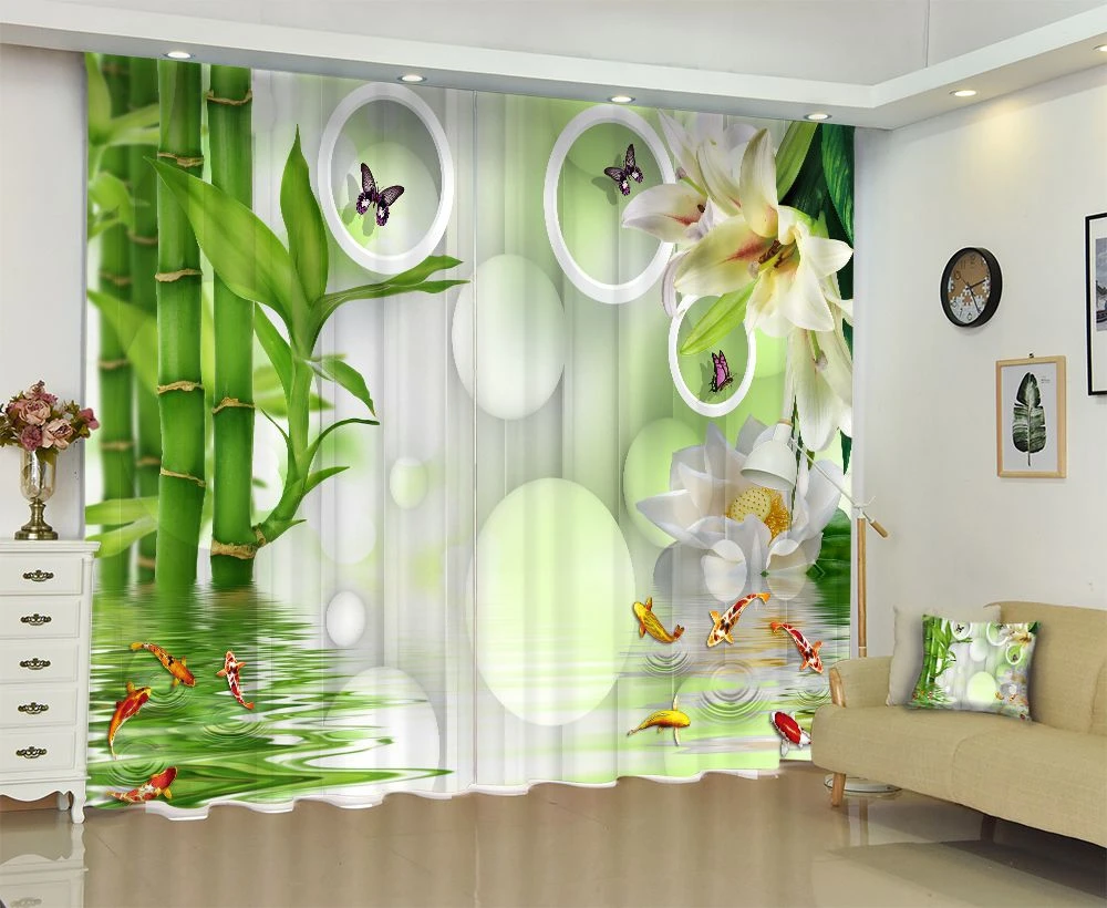 Bamboo and lilies 3d Digital Printing Stereo Cutoff Curtains High Precision Black Silk Door curtain
Bamboo and lilies 3d Digital Printing Stereo Cutoff Curtains High Precision Black Silk Door curtain