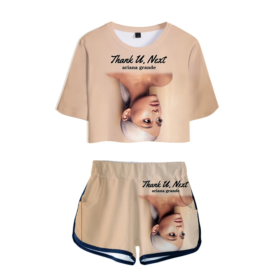 Trendy Women navel Tshirt 3D Print Ariana Grande Two Piece Set + Short Pants Summer Dew navel t shirt Girl Leisure Sets
Trendy Women navel Tshirt 3D Print Ariana Grande Two Piece Set + Short Pants Summer Dew navel t shirt Girl Leisure Sets